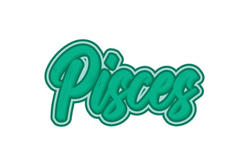 Pisces hand drawn lettering on white background. Vector illustration.