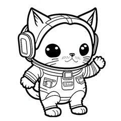 cat in an astronaut suit, standing on two feet, 