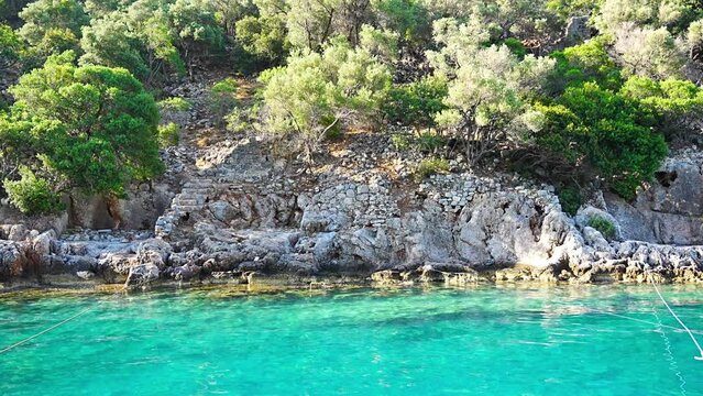 Close up view of Gemile Island , st. Nicholas island near Fethiye, Turkey