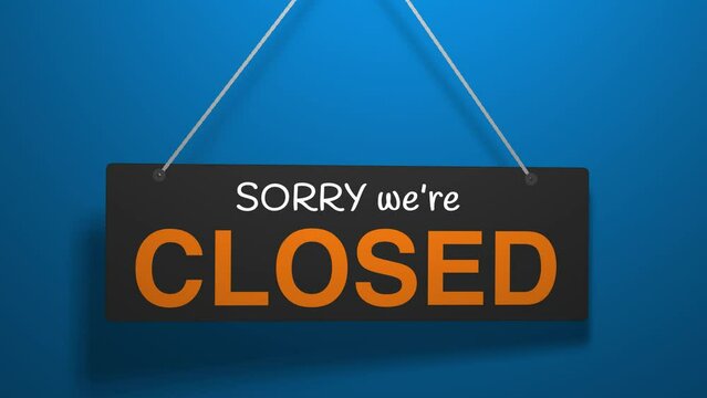 Sorry We are Closed Hanging Sign 3D Animation