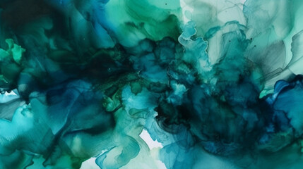 Fototapeta na wymiar Abstract Watercolor Teal and Green Background.