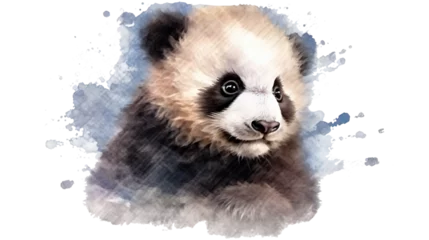 Gartenposter  portrait little cute panda baby in watercolor isolated against transparent background  © bmf-foto.de