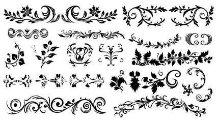 Abstract set of decorative elements, Floral, decorative