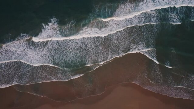 Toma a&eacute;rea en 4k de playa paradisiaca en el palmar al amanecer 