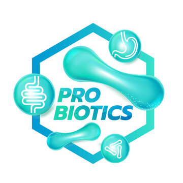 Probiotic Foods Good Bacteria Vector illustration. 