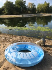 air water tire on the beach