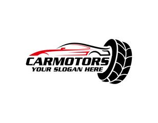 car silhouette concept logo design. car garage vector illustration.