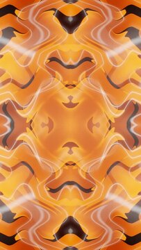 Vertical video abstract orange gradient kaleidoscope waves loop animation