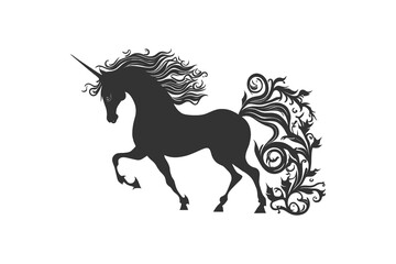 Obraz na płótnie Canvas Magic unicorn silhouette Stylish icons vintage background. Vector illustration design.