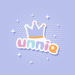 Cute stickers, vector flat design, korean drama unnie quotes label collection, vector illustration