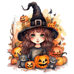 halloween witch and pumpkin