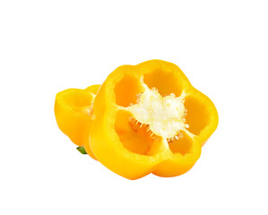 Yellow Bell pepper sliced  on transparent png