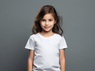 A Girl wearing shirt at grey background (Generative AI)