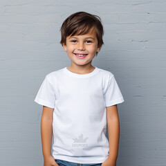 A Boy wearing shirt at grey background (Generative AI)