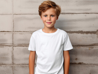 A Boy wearing shirt at grey background (Generative AI)