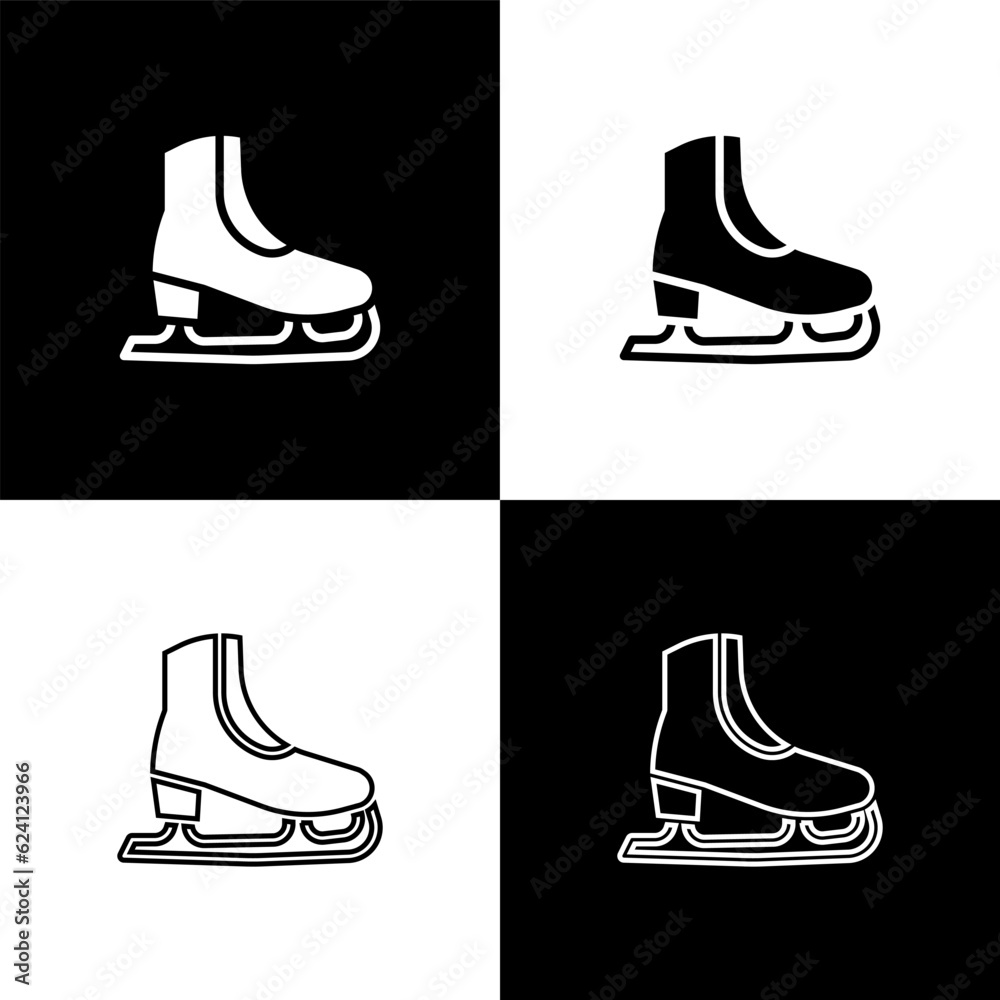 Canvas Prints set skates icon isolated on black and white background. ice skate shoes icon. sport boots with blade