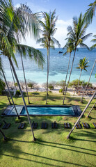 Aerial view of Haad Tien Beach in shark bay, koh Tao, Thailand