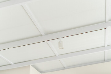 White ceiling spotlight creates bright and stylish ambiance. Perfect for hallways, apartments, or...
