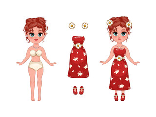 Girl in a Beautiful Dress with Floral Accents