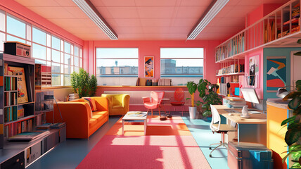 A modern living room in a minimalist millenium crib. Generative Ai