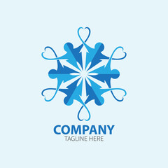 People lovers logo modern design. Group of five persons in circle
