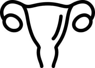 Uterus line icon in hand drawn doodle style 