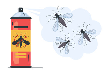 Mosquito spray repellent insect anti pest control concept. Vector graphic design illustration