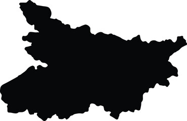 Silhouette map of Bihar India with transparent background.