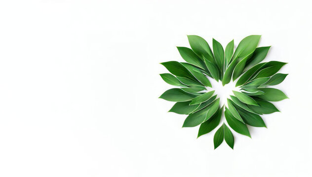 Fragrant Foliage Formed Heart on White Background, Generative AI