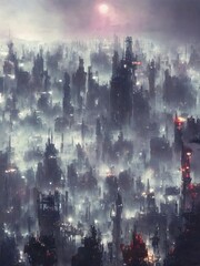 Sci-Fi Congested Dystopian Cityscape - Generative AI