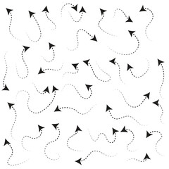 Arrow icon. Direction icon. Hand drawn arrow set. Set of hand drawn dashed arrows. Doodle arrow. Collection different arrows sign.  Modern simple arrows vector. Black Arrows set.