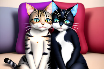 Two cats leaning on each other
Generative AI