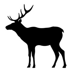 Silhouette of a deer on a white background, vector illustration.