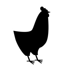 silhouette of chicken animal on white background, vector illustration