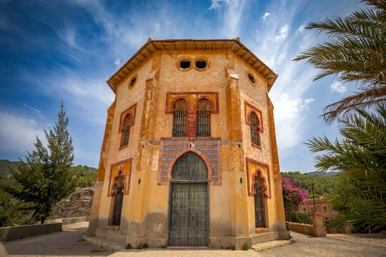 View of the Casa del Cabildo near the Sanctuary of La Fuensanta, in Murcia, Spain, with its colorful and original facade