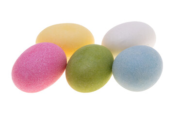 colored dragee with almonds isolated