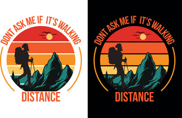 Hiking T-Shirt design ,Mountain vector Png,T-Shirt Tamplate