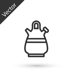 Grey line Sangria pitcher icon isolated on white background. Traditional spanish drink. Vector