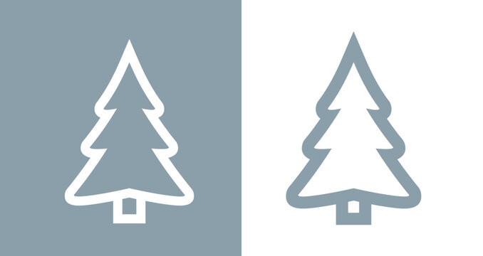Christmas tree or tree icons set. The pictogram is a stylized silhouette of a Christmas tree, a symbol of the New Year and Christmas. Abstract image of a tree, Christmas tree or forest.