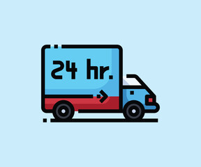 24 hours delivery car vector icon design