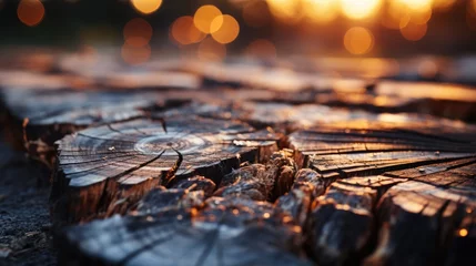 Fotobehang Beautiful natural background of texture of wood super macro with sunset © Media Srock