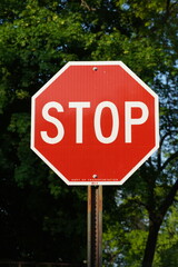 stop sign on blue sky