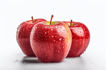 red apple with water drops