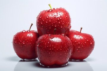 red apple with water drops