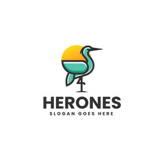 Vector Logo Illustration Heron Simple Mascot Style