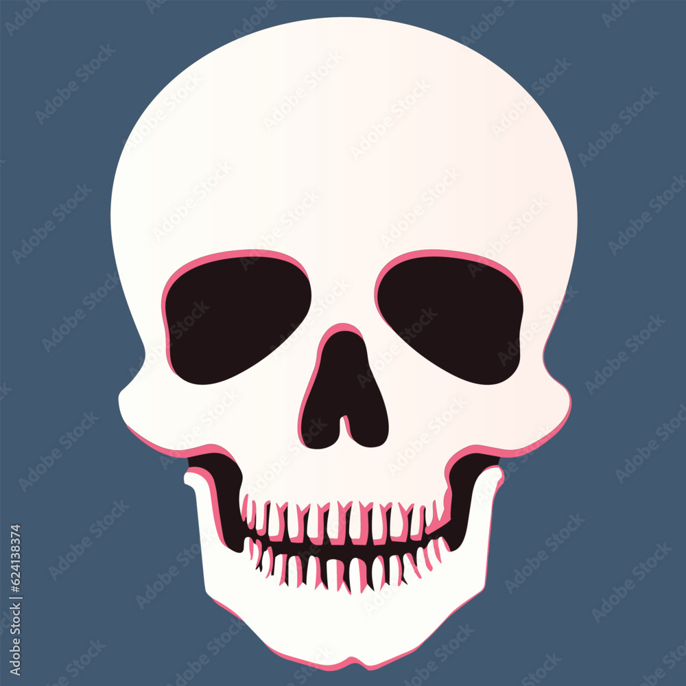 Wall mural human skull vector illustration isolated on blue background, skull and background on separate layers