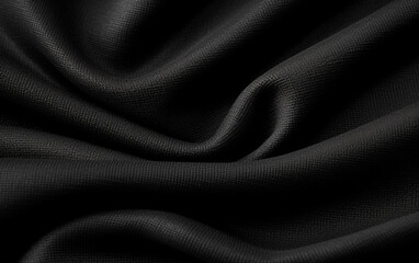 Fototapeta premium Black jersey texture background. Detail of luxury fabric surface