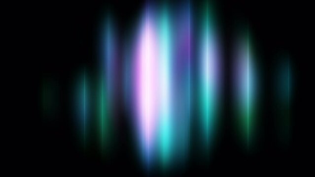 Rainbow holographic flashes on a black screen. Northern lights animation for overlay. Stock video with sound equalizer in 4k with alpha channel. light effect.