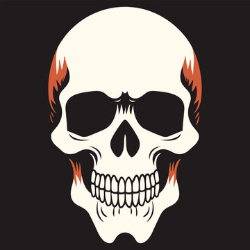 human skull vector illustration isolated on black background, skull and background on separate layers