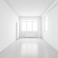 Fototapeta premium Empty white room, room with white walls, floor and ceiling without furniture, generative ai
